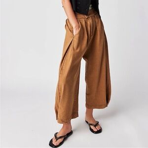 Free People Tan Wide Leg Pants